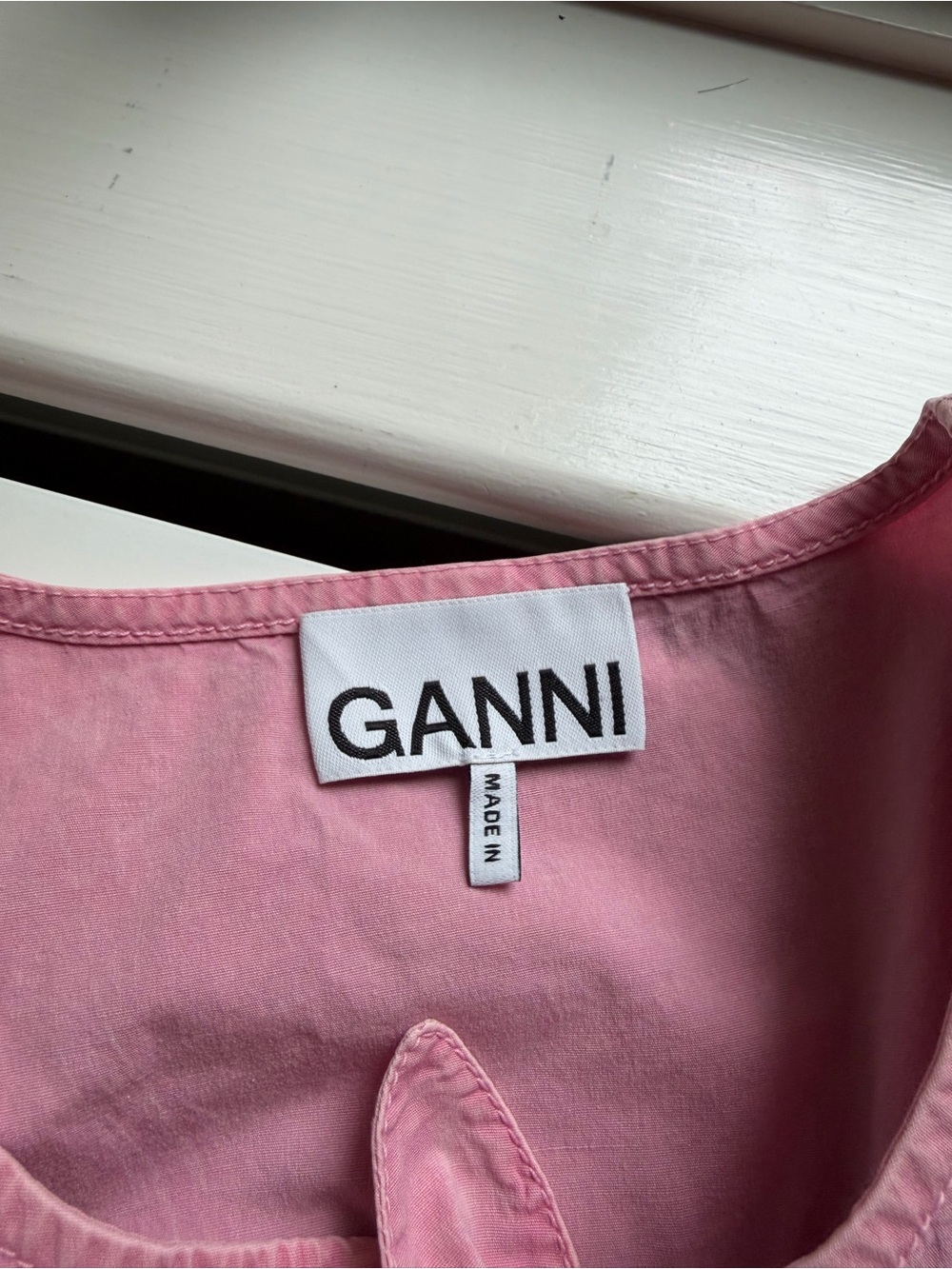 GANNI - Pink Sleeveless Bow-Tie Summer Dress, Size Small - Picture 3 of 3
